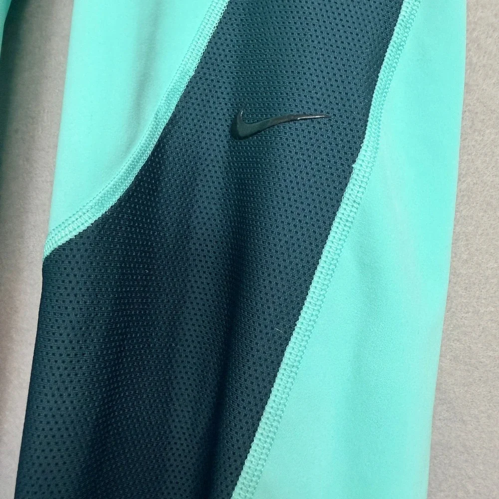 Nike Pro Hypercool Leggings Womens Size S Mint Navy Colorblock Mesh Activewear
